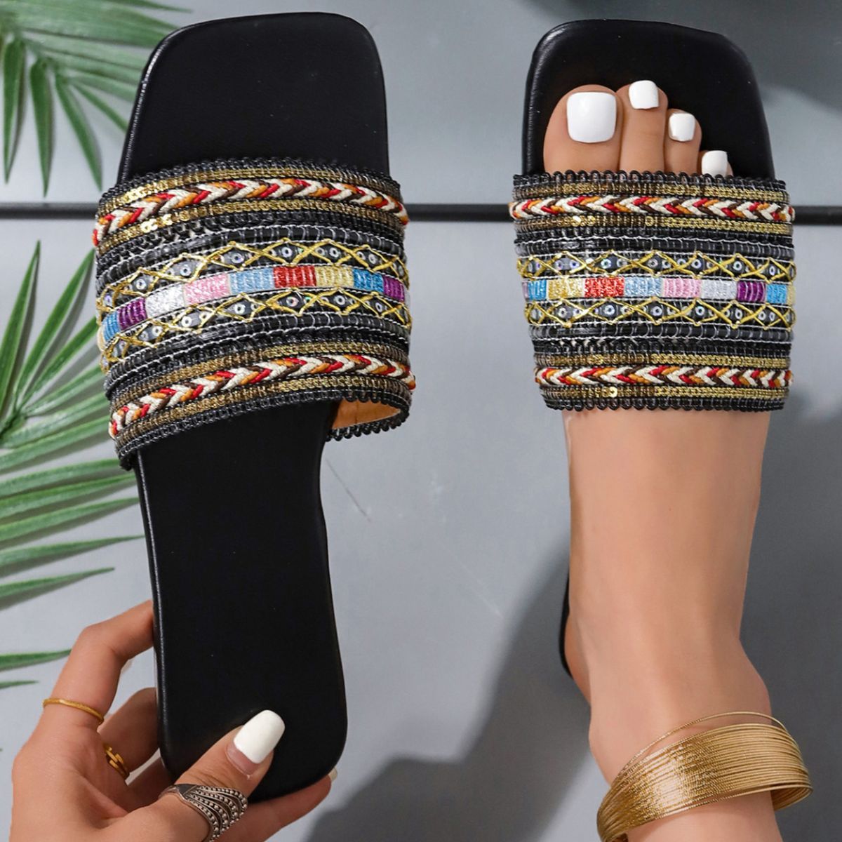 Open Toe Flat Sandals