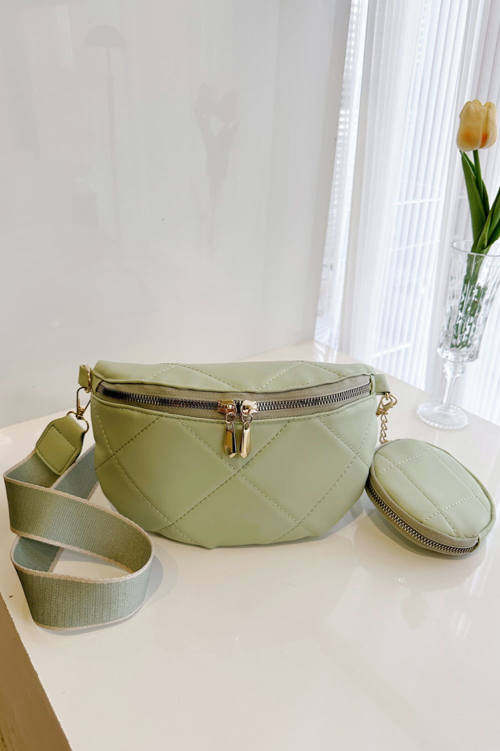 PU Leather Sling Bag with Small Purse